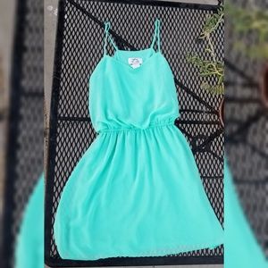 Aqua Flowy Mini Dress